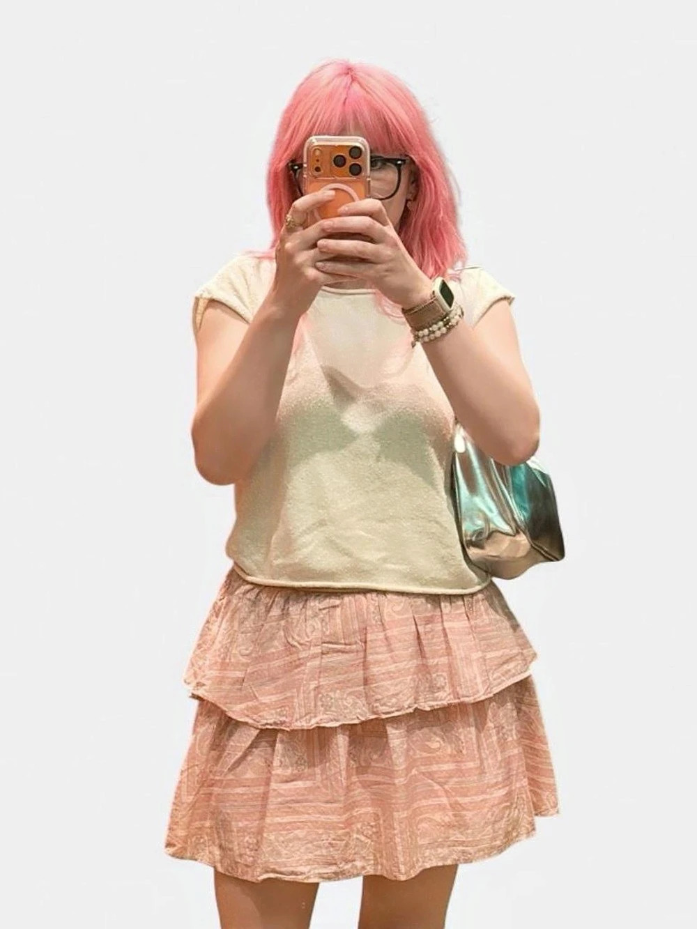 Universal Thread Tiered Floral Paisley Mini Skirt Pink M